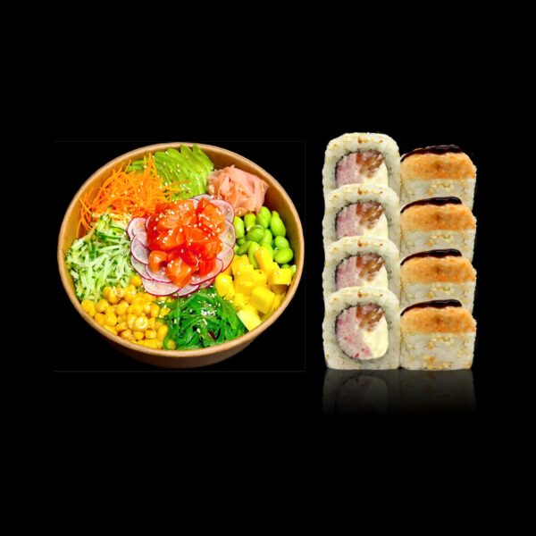 Sake Poke Bowl + California Hot Maki